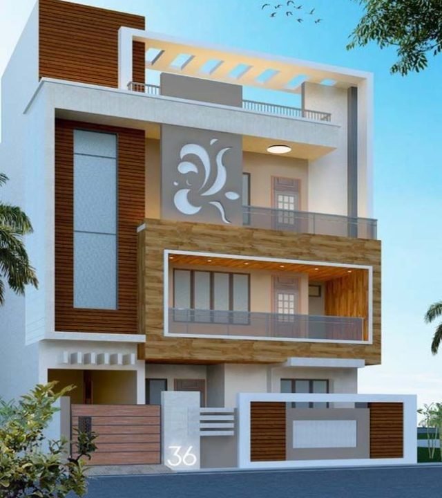 Modern residential house elevation designed by JA Groupz in Chennai